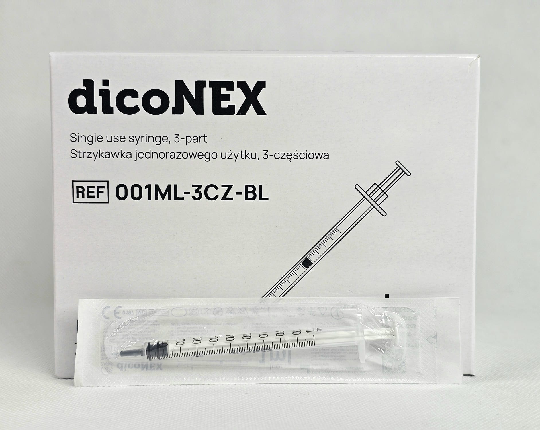 Strzykawka sterylna j.u. 1ml 3częściowa Luer 100szt discoNEX - obrazek 2